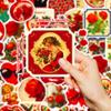 50 шт. Красные эстетичные винтажные наклейки с розами - Неповторяющиеся наклейки для декора телефона/ноутбука/чашки