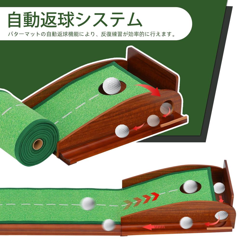 Коврик для паттера XPORTION Тренировочное оборудование для паттера Тренировочное оборудование для гольфа Функция автоматического возврата мяча Тренировка замаха Тихий ровный склон для начинающих
