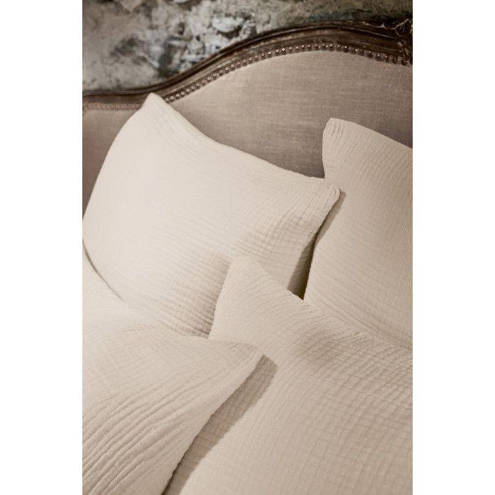 Taie d'oreiller "Ina" toutes dimensions "Quadruple Gaze de Coton" l'Effet Papillon - 80x80 - Beige foncé
