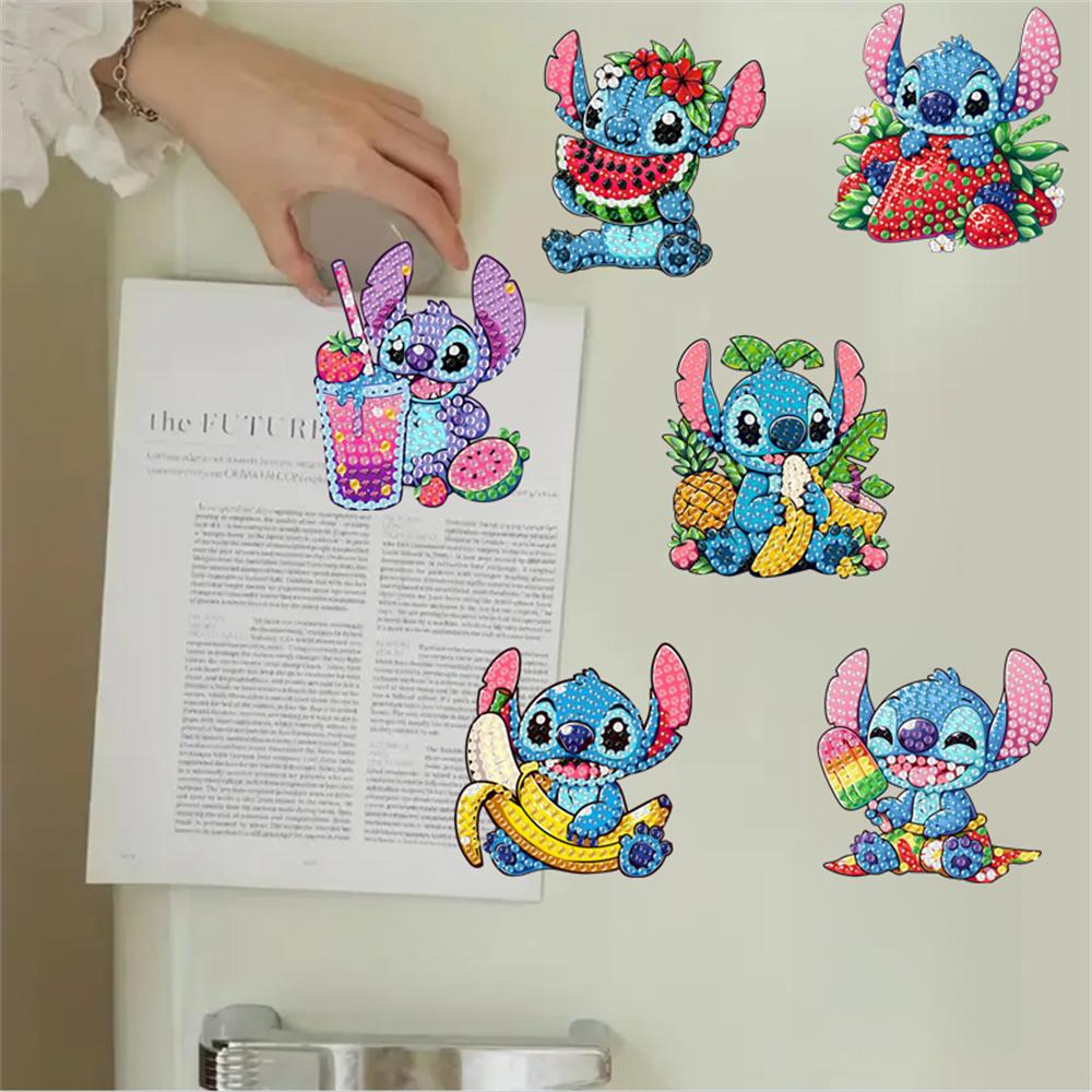 6Pcs Gluttonous Series Diamond Art Fridge Magnet Diamond Painting Refrigerator Magnet DIY Fridge Stickers for Fridge Whiteboards