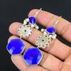 Blue Sapphire Stone New Drop Dangle Wedding Earrings Jewelry 925 Sterling Silver