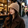 Women's Autumn Winter Cuffed Hat Warm Knitted Wool Hat Letter Skull Cap Minimalist Style Fashion Beanies for Travel Commuting