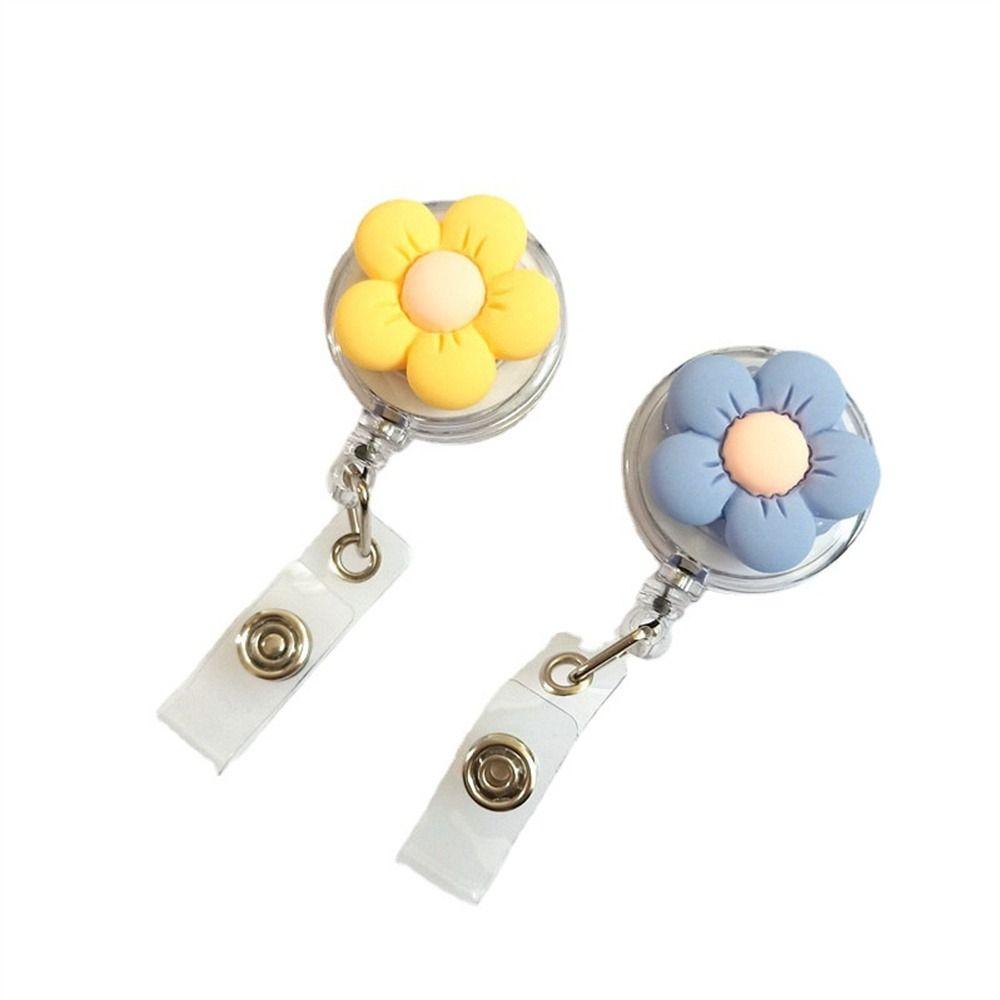 Cartoon Flora Nurse Badge Reel Name Tag Easy Pull Buckle Cute Flower Badge Holder  Hospital Use