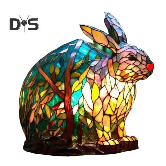 Витражная настольная лампа с изображением животных на батарейках, винтажный ночник с изображением животных для дома, офиса, спальни, детской комнаты, прикроватная настольная лампа