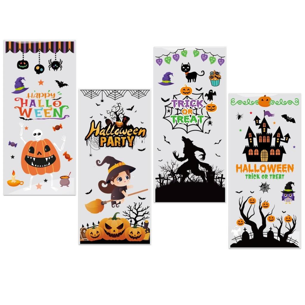 Halloween Cellophanes Treating Bags, Plastic Goodie Candy Bag Goodys Snack Sweet Bags With Twists Ties For Halloween Party Favors Supply