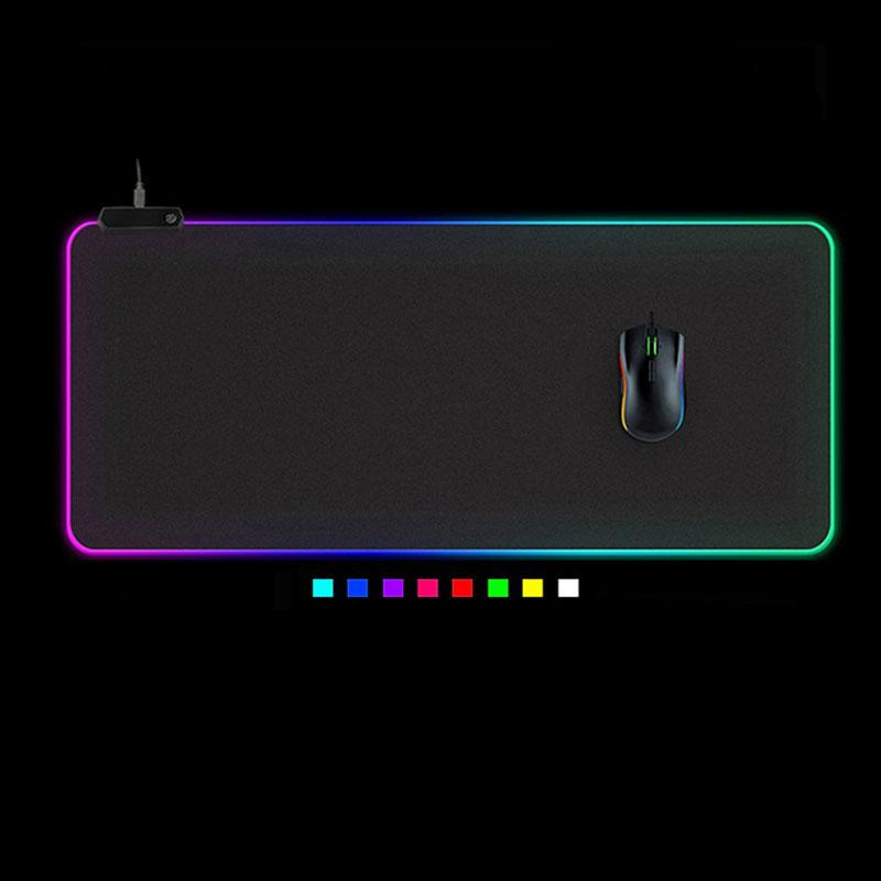 Игровой коврик для мыши с RGB-подсветкой — большой, с 14 режимами подсветки, противоскользящая резиновая основа.