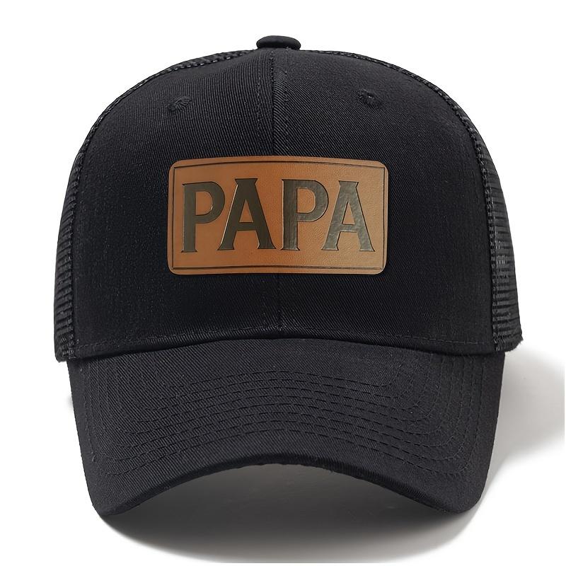 PAPA HighQuality Leather Label Baseball Cap Fashion Hard Top Net Cap Summer Breathable Shade Sunscreen Hat Outdoor Leisure Spor