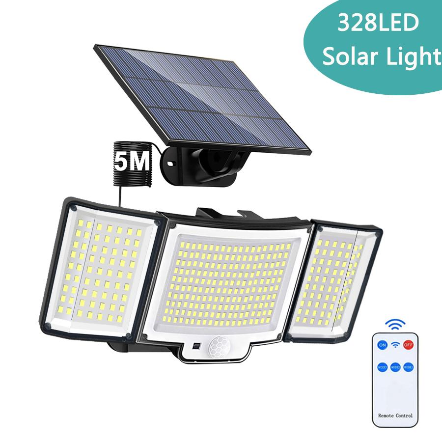 Солнечные светильники для улицы 238/346/328LED Солнечные светильники безопасности настенный светильник IP65 водонепроницаемый датчик движения уличный светильник сад