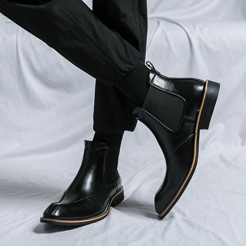 Высокие роскошные мужские туфли с острым носком, повседневные деловые туфли из кожи, мужские ботинки челси без застежек, мужские ботинки Zapatos De Vestir Hombre