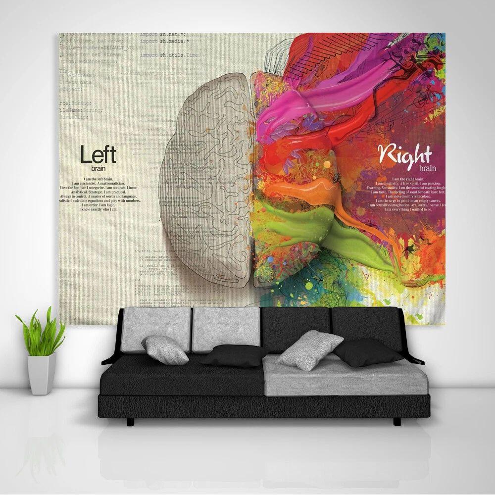 Colorful Wall Hanging Tapestry with Brain Image