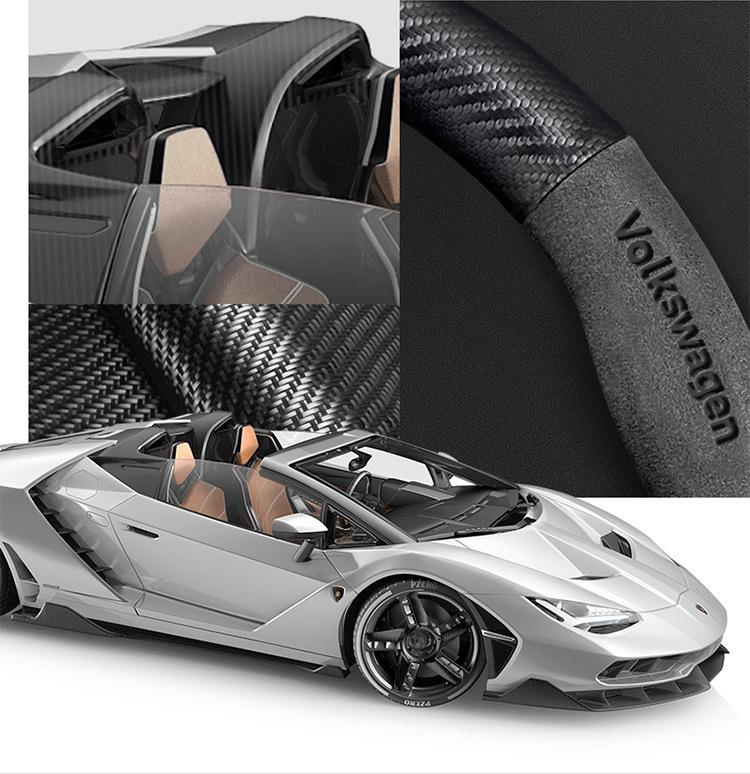 Чехол на руль Volkswagen Golf для моделей 2010-2023 гг.: Замша и Углеродное Волокно, Совместимо с R-Line и 8-м Поколением