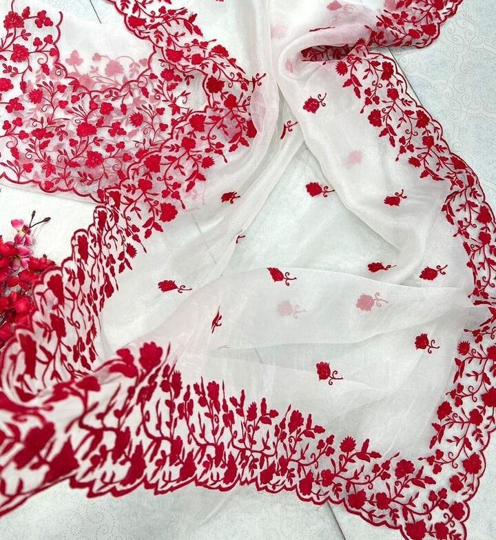 Дизайнерская одежда для вечеринок, тяжелая органза, вышитое сари, индийское женское болливудское этническое сари, блузка