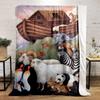 Noah’s Ark with Animals Illustration Blanket Flannel blanket for bedroom, living room, sofa, and nap sofas.