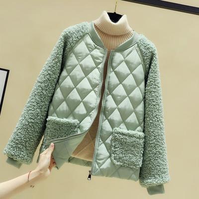 Женское осенне-зимнее однотонное короткое хлопковое пальто с длинными рукавами, плюшевая куртка с карманами и планкой на молнии, верхняя одежда с хлопковой подкладкой