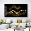 Black and Gold Abstract Sexy Nude Women Body Figure Oil Painting On Canvas Posters and Prints Wall Art Picture for Living Room