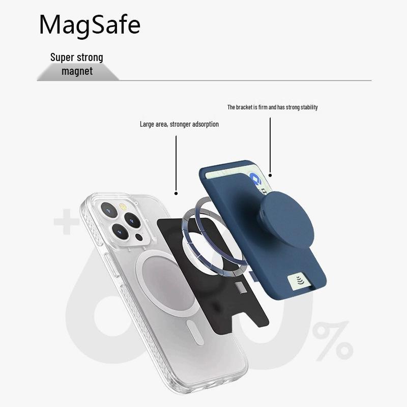 Магнитный держатель для карт и подставка MagSafe: Многофункциональный, Сильный магнит, Удобный дизайн с подушкой безопасности