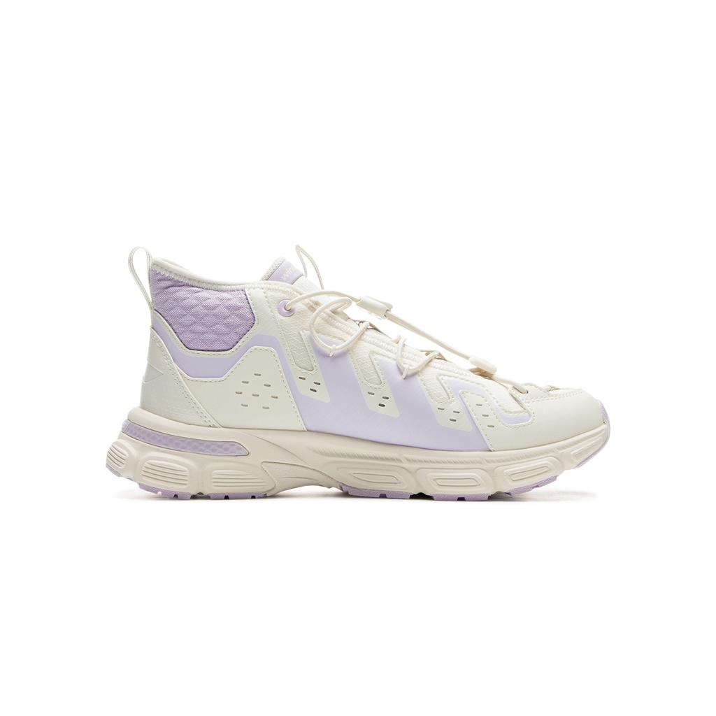 Li Ning Kids Sports Lifestyle Series Comfortable Fashion Non-Slip Wear-Resistant Mid-Top Casual Shoes Kids Casual Shoes Off-White Purple YKCU174-2