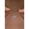 925 Sterling Silver Rose Plated Aquamarine Stone Snowflake Necklace