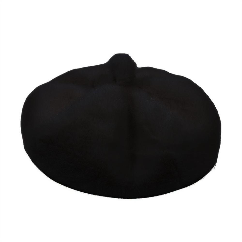 Элегантный винтажный берет однотонный пушистой текстуры меховой берет теплая восьмиугольная шляпа для зимнего сезона