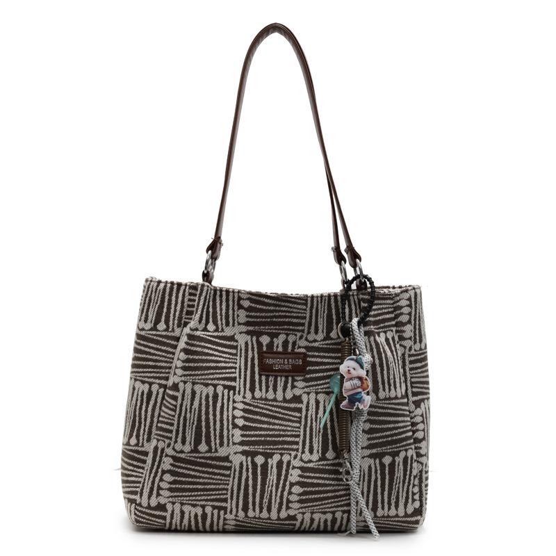 Студенческая сумка-тоут большой вместимости для поездок на занятия 2025 новая модная сумка через плечо повседневная полосатая сумка под мышкой женская