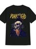 Графическая футболка "Punk Not Dead" - Черная футболка с коротким рукавом в винтажном стиле с дизайном "Череп и Пламя"