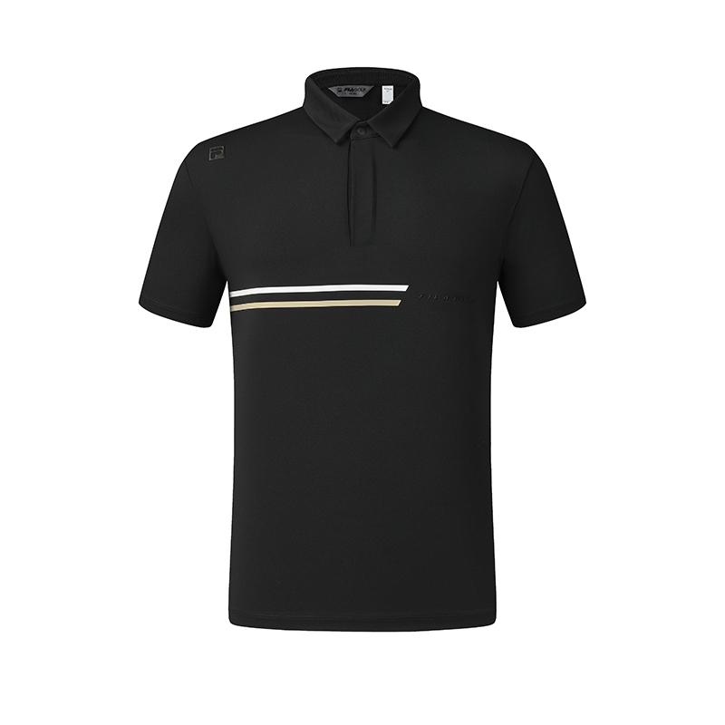 Fila Серия Golf SS25 Минималистичная Повседневная Универсальная Футболка-поло с цветовыми блоками Мужские топы Насыщенно-черный A11M525144F-BK