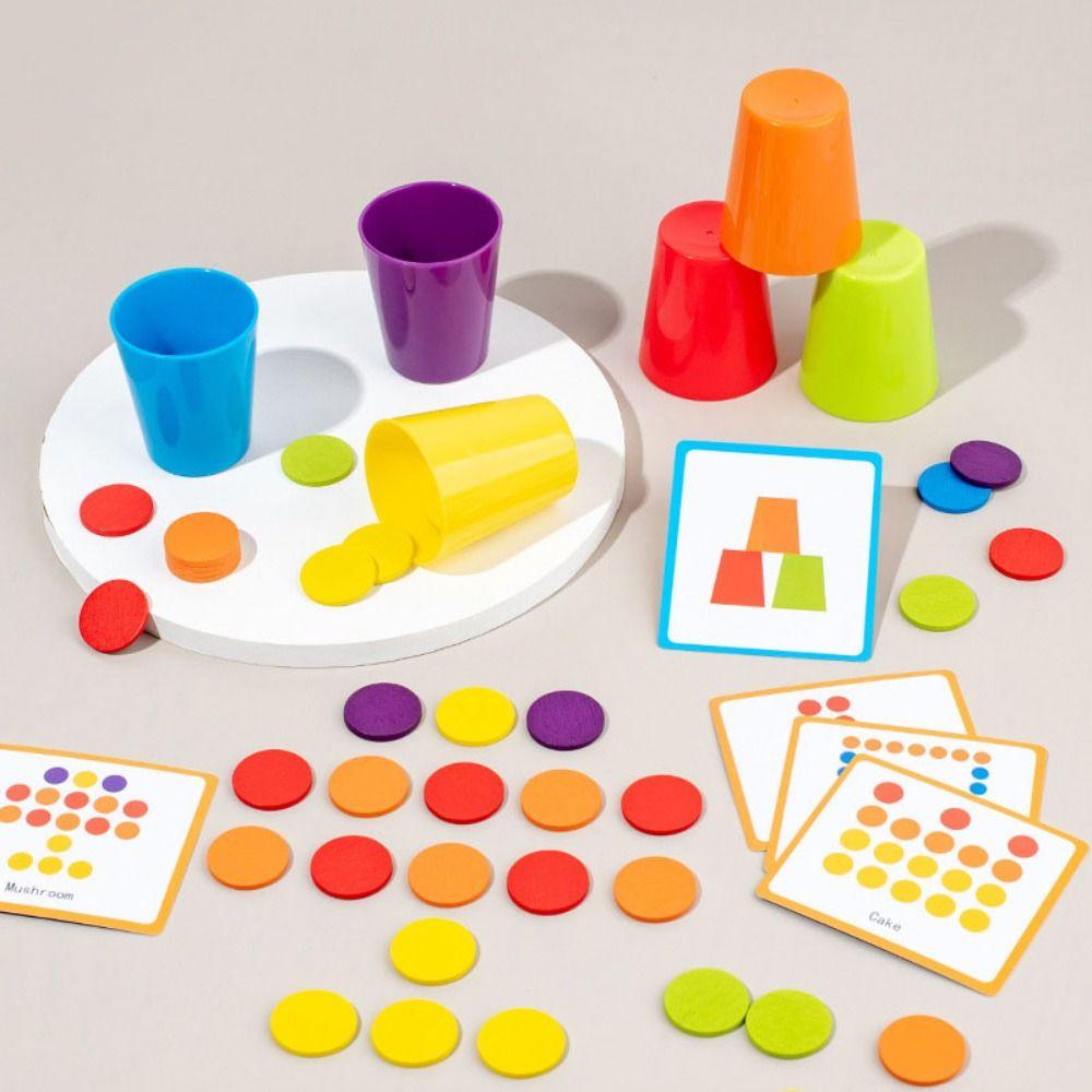 Matching Color Stacked Cups Game Montessori Color Classification Cup Toys  Hand Eye Coordination