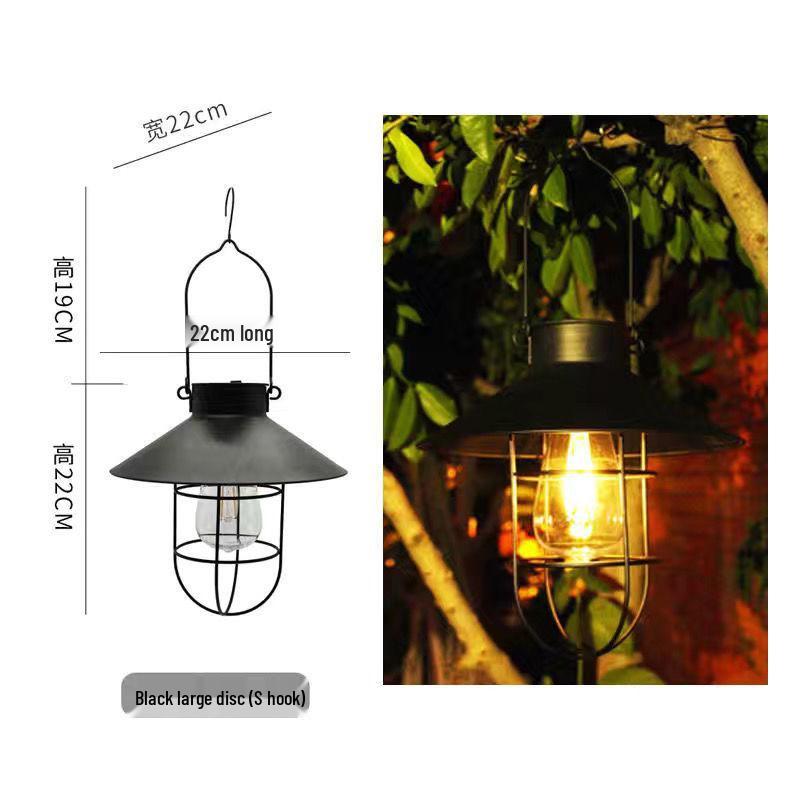 Outdoor Waterproof Retro Wrought Iron Solar Hanging Light for Garden and Camping