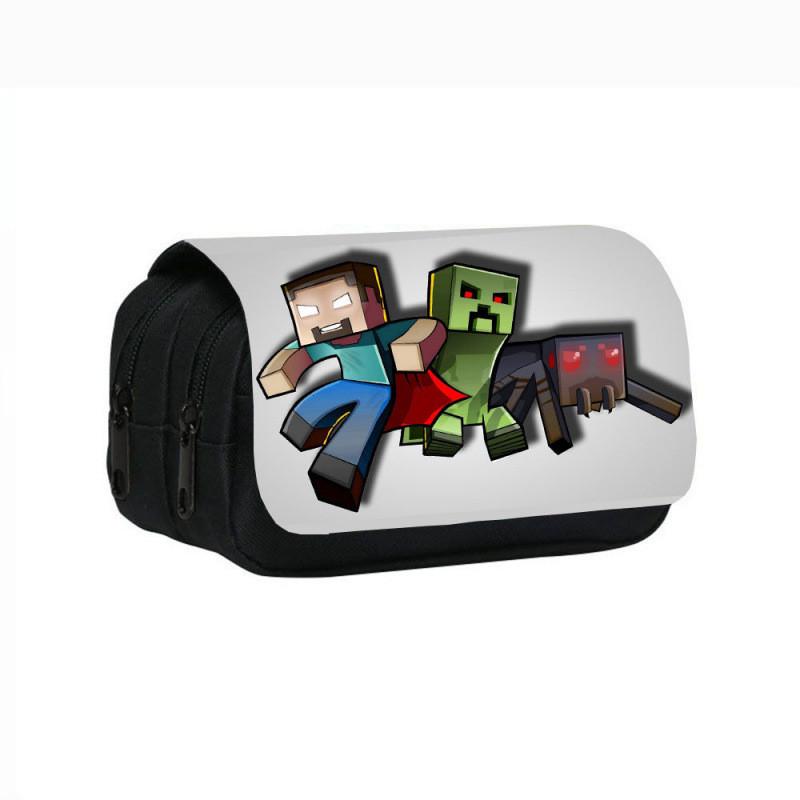 Minecraft Game Character Patterns Students Double Layered Stationery Storage Bag For School Use