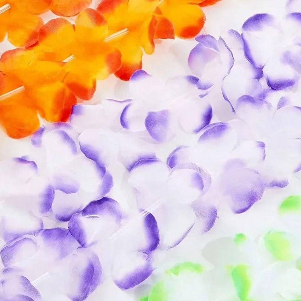 24/50/100Pcs Colorful Silk Flower Necklace Vibrant Faux Flower Garland Necklace Summer Pool Party