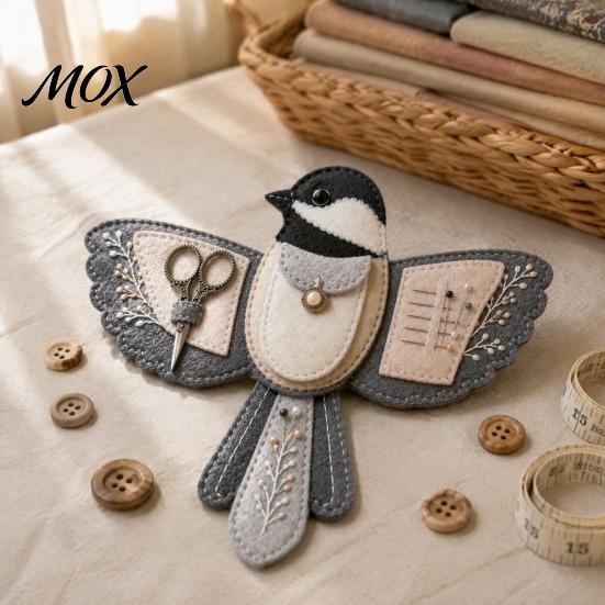 Handmade Sewing Tool Holder Bird Shaped Felt Organizer DIY Kit, Portable Decorative Crafts Pouch Gift for Enthusiasts with Scissor Slot And