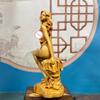Natural Cypress Naked Female Figure Statue - Handmade Solid Wood Carving Home Room Office Art Goddess Statue 5.89 In