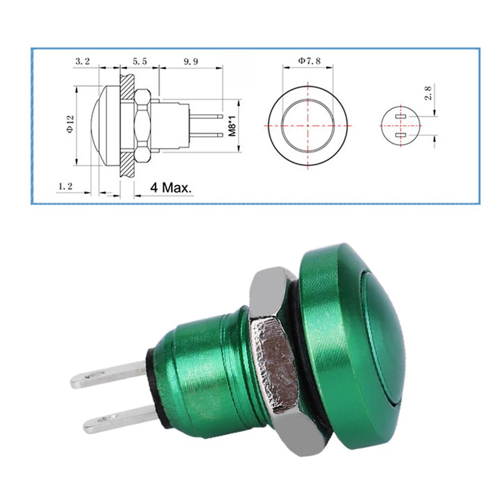 1A 24V 8mm Mini Waterproof Car Momentary Push Button Power Switch Zinc Aluminium Alloy