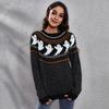 Autumn and Winter Women's Sweater Halloween Ghost Vintage Polka Dot Knitwear Loose Long Sleeve Knitted Sweater