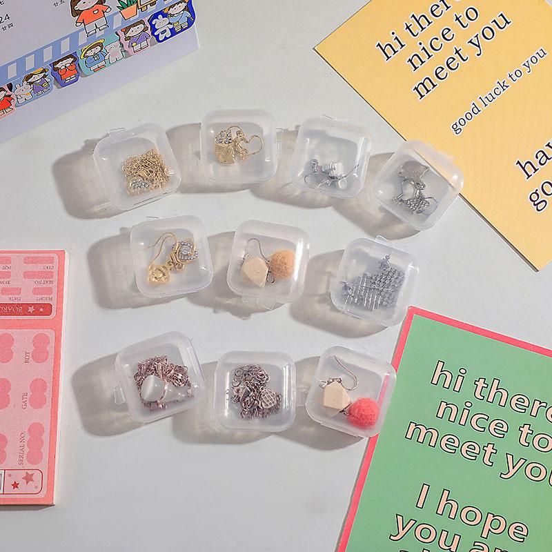 10 шт. маленькие коробочки квадратные прозрачные серьги пластиковая коробка футляр для хранения ювелирных изделий