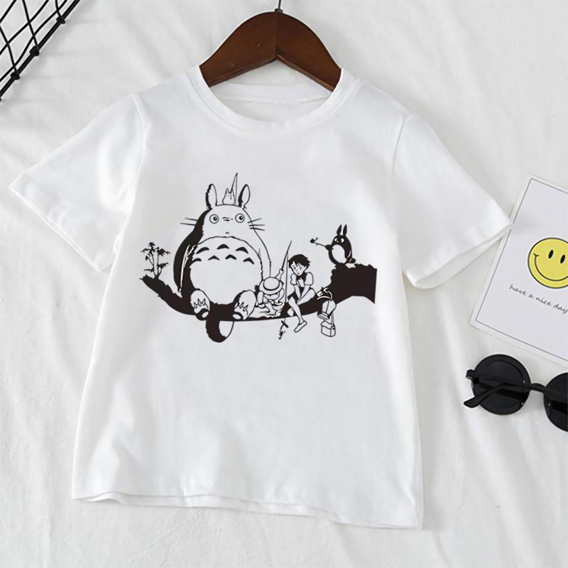 Детская забавная детская одежда с героями мультфильмов, футболка с милым летним принтом в стиле аниме для мальчиков и девочек, топ