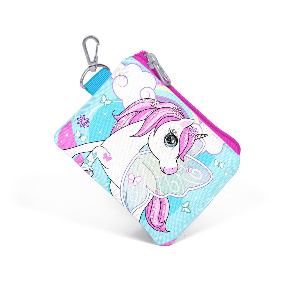 coral high Kids Blue Neon Pink Unicorn Patterned Coin Purse 21811