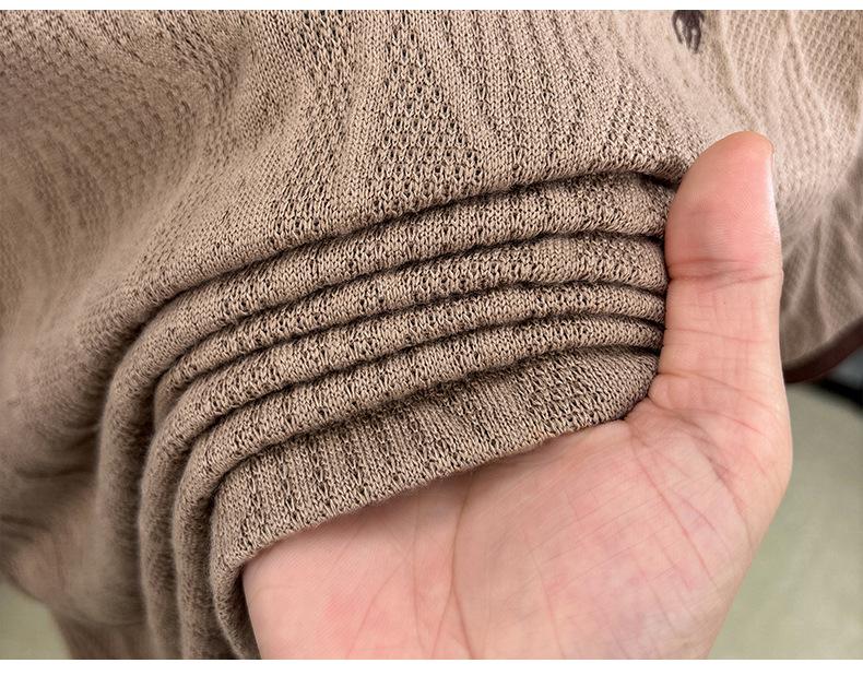 Мужской летний вязаный свитер с коротким рукавом в корейском стиле с жаккардовой вышивкой, 2025