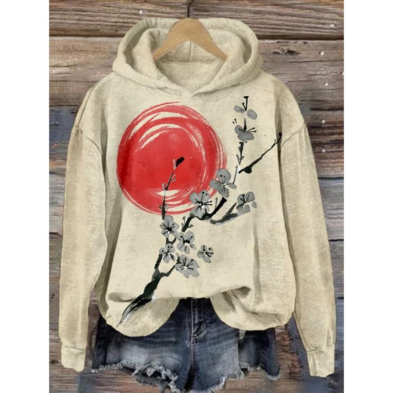 Womens Oversized Drop Shoulder Hoodie With 3D Digital Print Loose Fit Long Sleeve Casual Sweatshirt