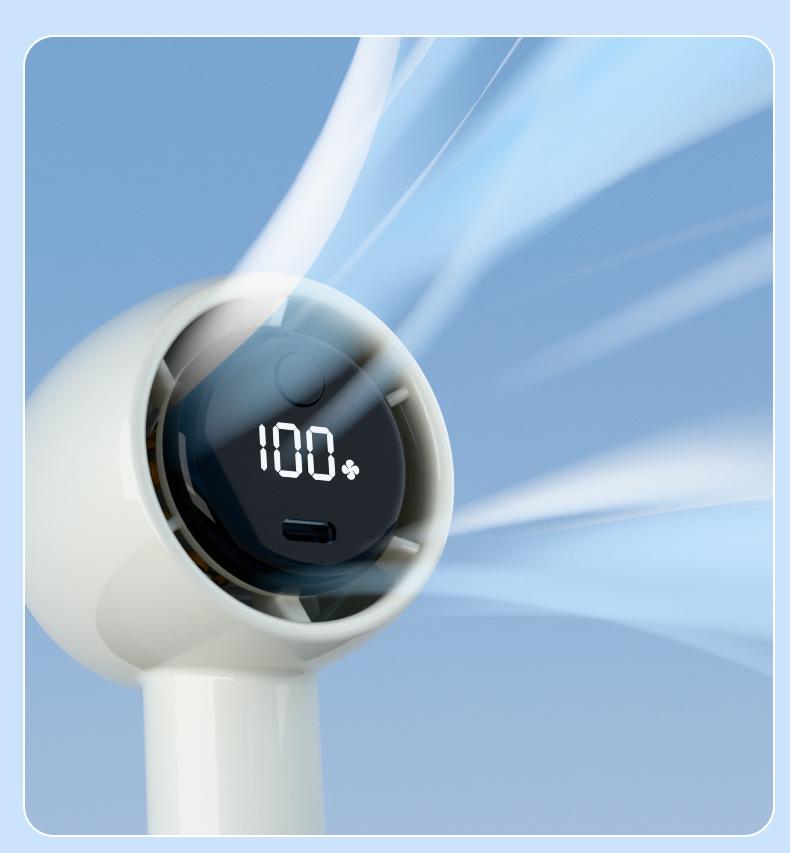 2026 Portable USB Rechargeable Handheld Mini Hurricane Fan with Digital Display