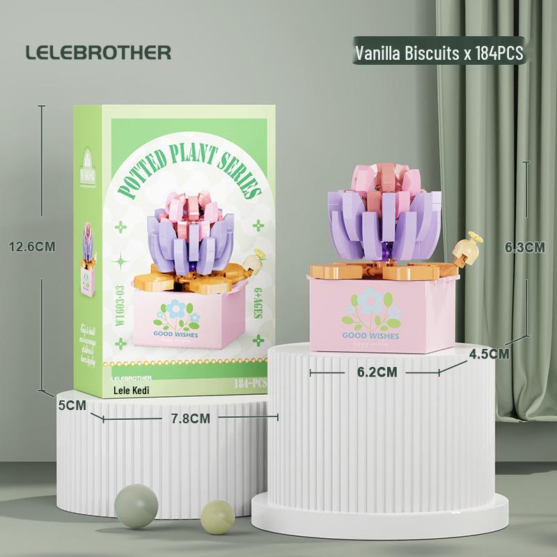 Игрушка-конструктор Lele Brothers Цветочная корзина с суккулентами - Подарок в горшке для девочек