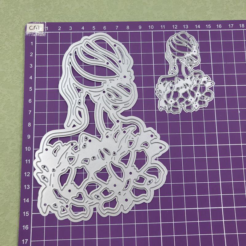 Большая девочка назад дизайн Стиль резки металла трафарет для DIY Скрапбукинг альбом фото тиснение бумажная карта ремесло декор