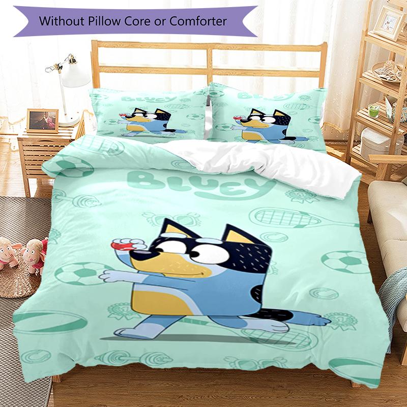 3pcs Bluey Bedding Set Duvet Cover Closure Includes 1 Duvet Cover & 2 Pillowcases, Soft and Comfortable for All Seasons.