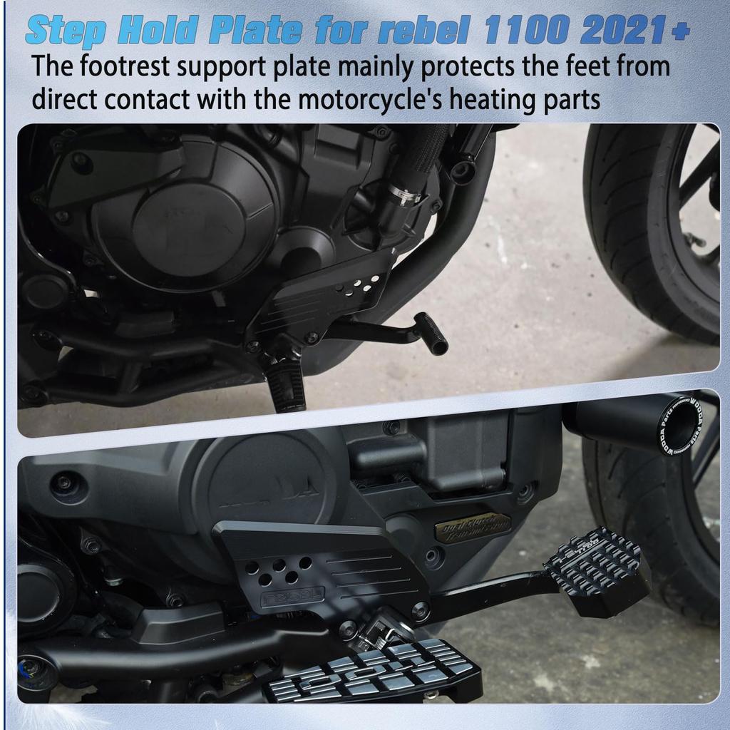 Защита пятки и подножки Midimttop Rebel 1100, Пластина для фиксации на подножке для Honda Rebel CMX 1100/Rebel 1100T (2021-2025) (черный)