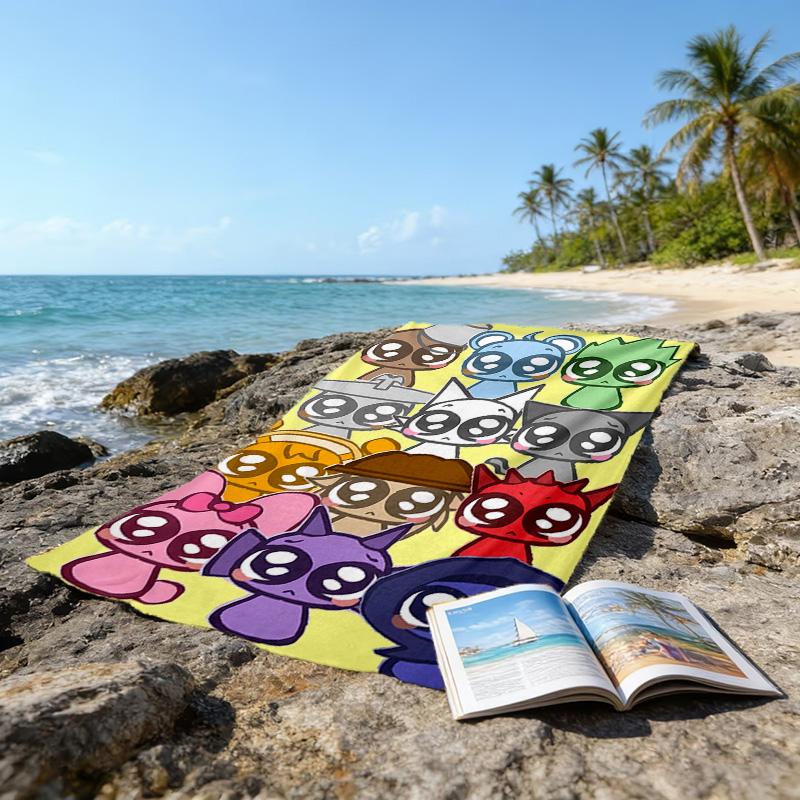 1pc SPRUNKI8 Beach Towel, Beach and Seaside Swimming Pool Equipment, Fashion Pattern, Rectangular, Travel Essentials