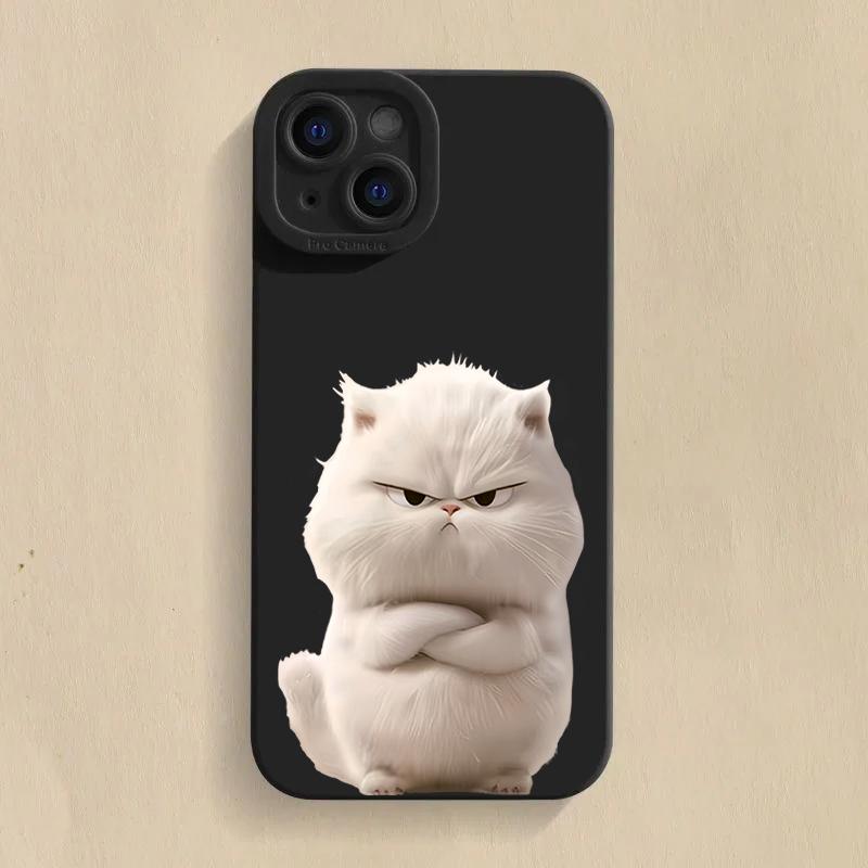 Funny Cool Cat Silicone Phone Case For iPhone 16 15 14 13 12 11 17 Pro Max 15 Pro XS XR X 8 16 Plus Shockproof Matte Soft Cover