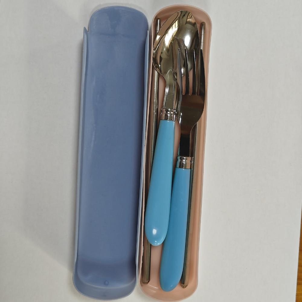 1 комплект столовых приборов из нержавеющей стали, полированная отделка, переносные столовые приборы с футляром для хранения для пикника, кемпинга, повседневного использования - прочные и компактные