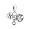 Original 925 Sterling Copper Charms Family Tree Love Heart Mom Pendant Beads Fit Brand Bracelets Necklaces Women DIY Zircon