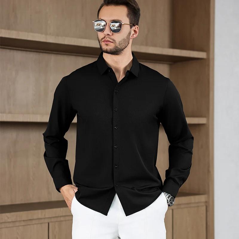 Новая мужская рубашка business casual с длинным рукавом, однотонная, устойчивая к складкам, не мнется, удобная, для любого сезона, универсальный топ