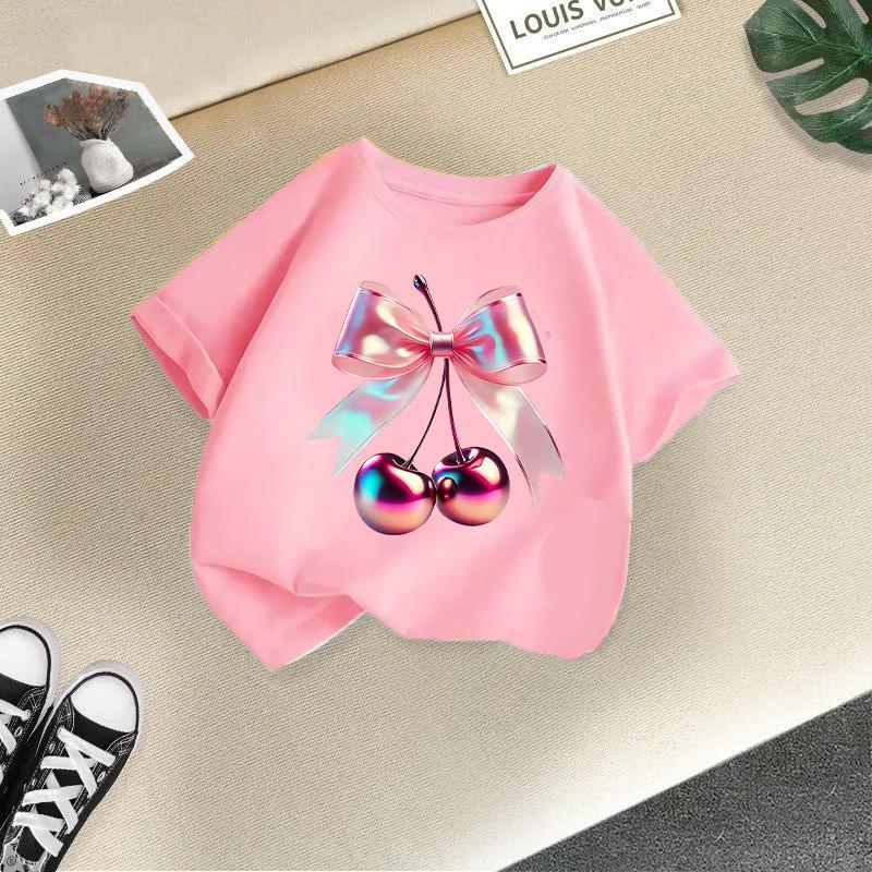 Children's Casual Short-sleeved T-shirt - Summer Girl's Cute Cherry T-shirt